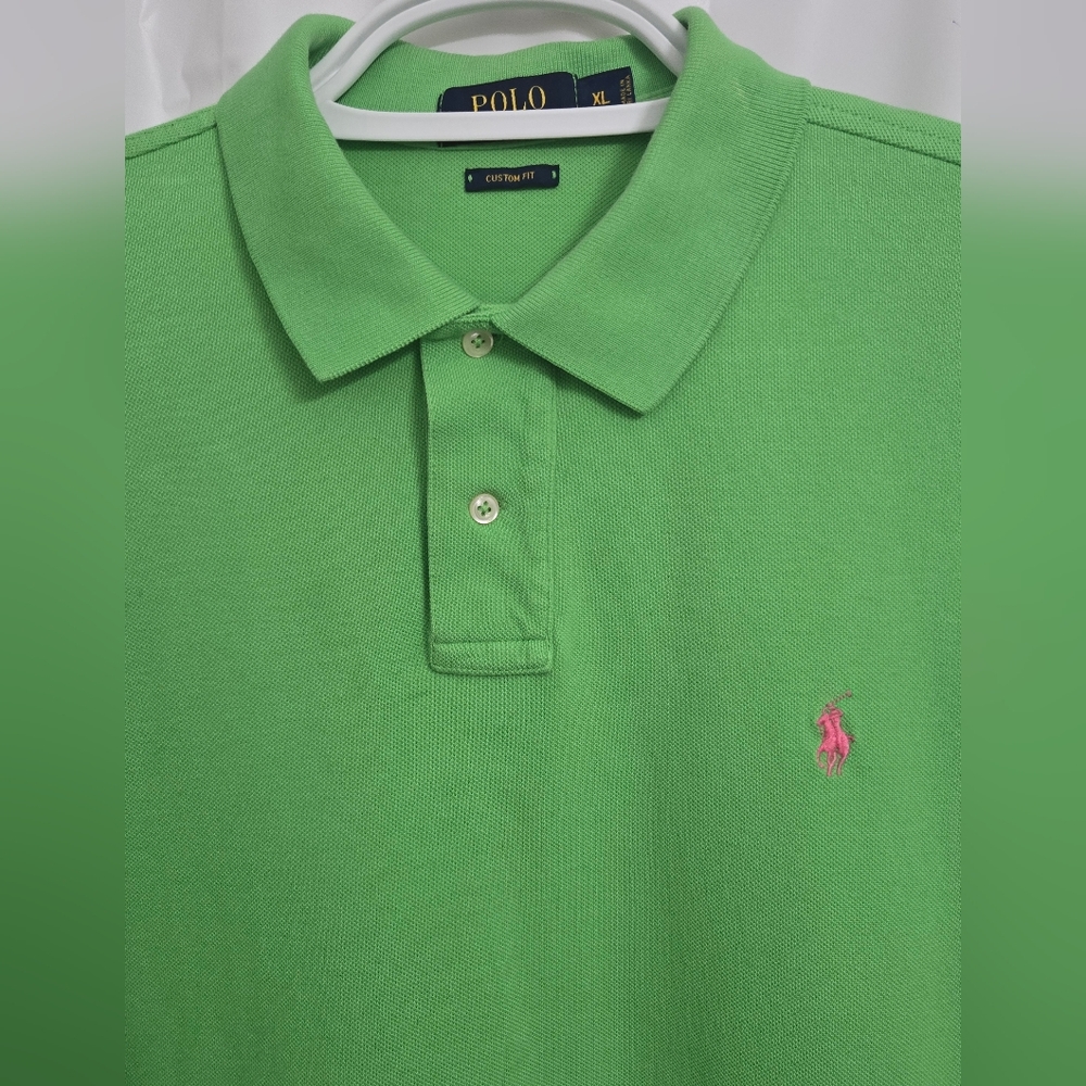 Polo by Ralph Lauren Key West Green W/ Pink Pony Sz XL Polo Shirt Vibrant Design